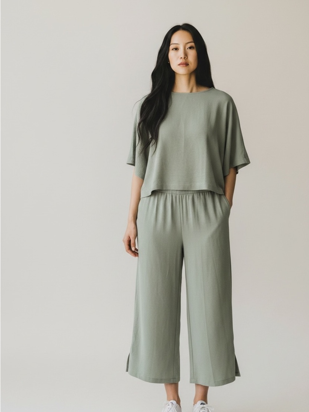 Adrianna Papell Sage Green Wide-Leg Jumpsuit